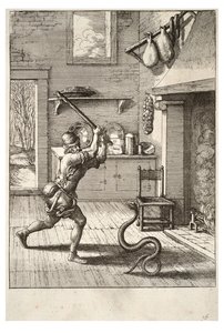 The Man and the Snake by Wenceslaus Hollar